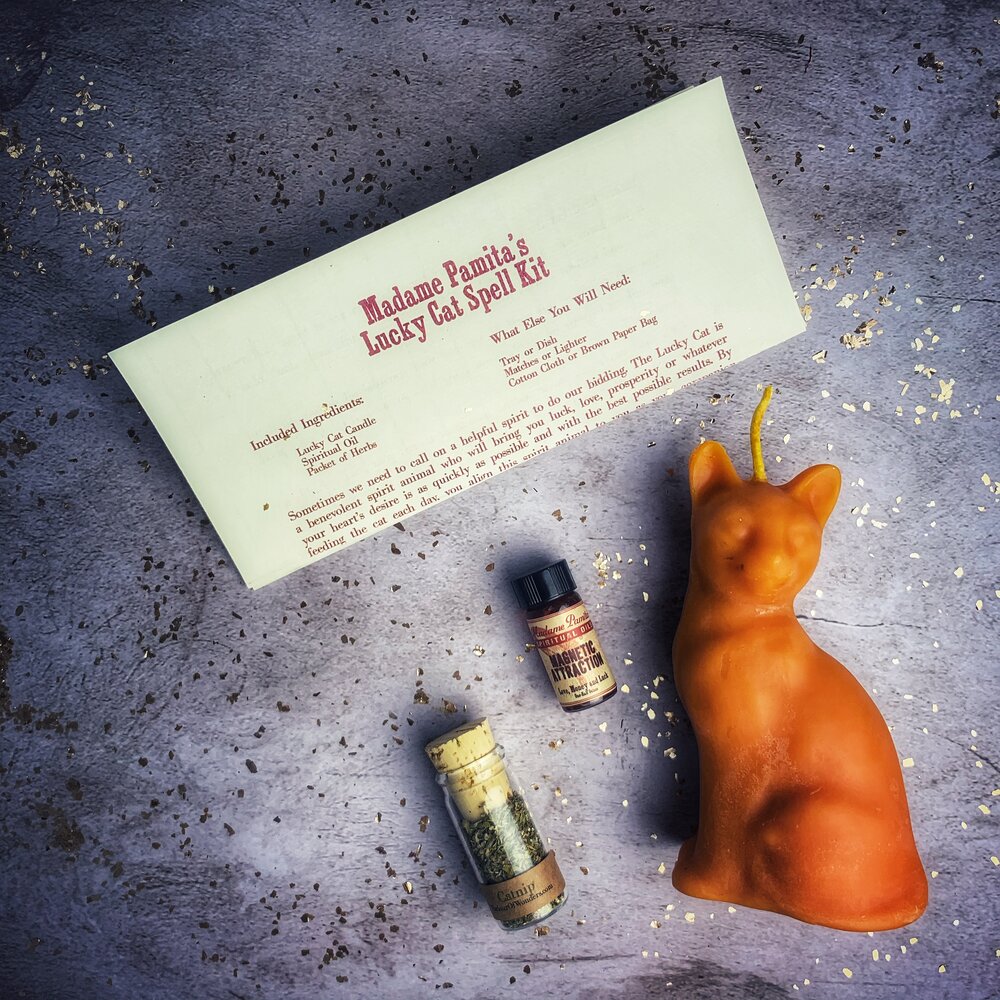 Lucky Cat Candle Spell Kit - Fast Action & Manifestation Magic | Candle Spell Kit | Wiccan Center