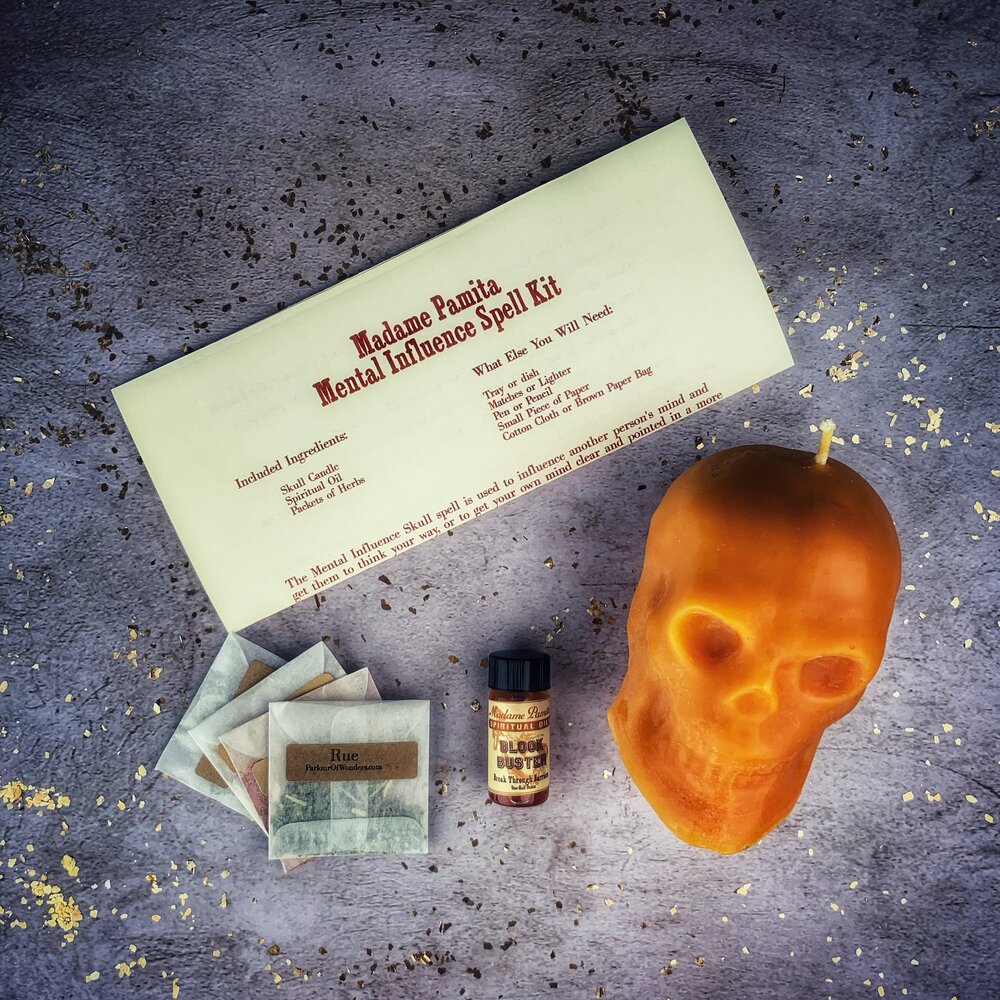 Mental Influence Skull Candle Spell Kit - Mind Control & Mental Clarity | Candle Spell Kit | Wiccan Center