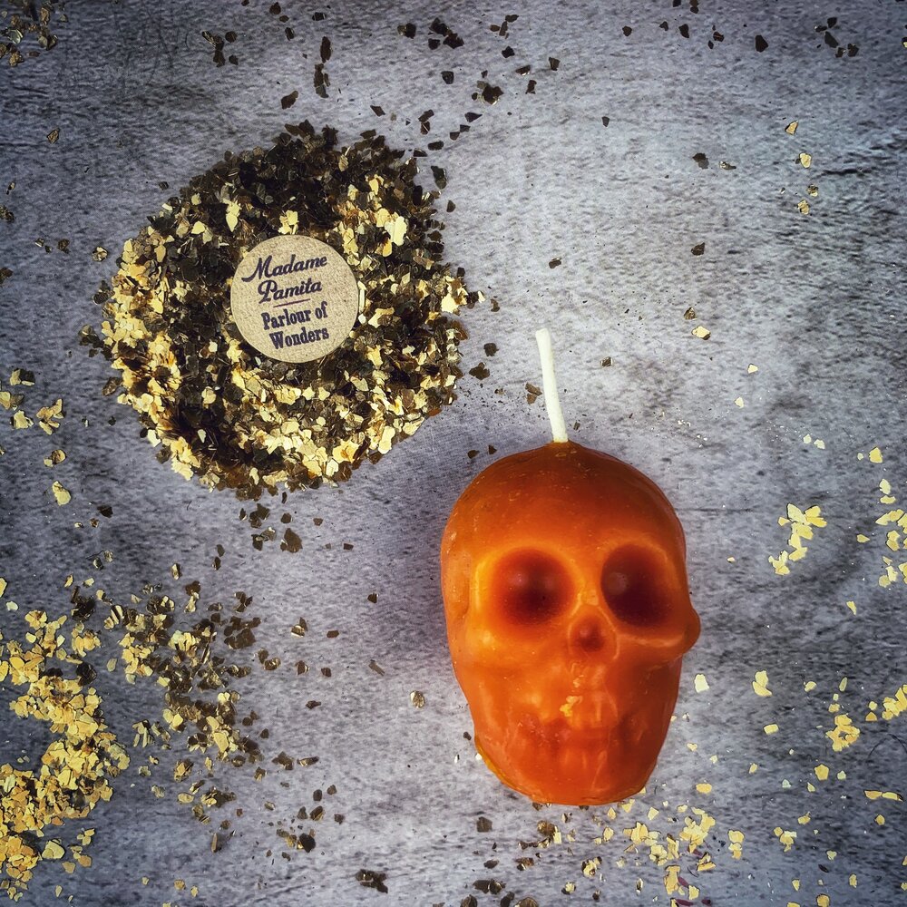 Beeswax Small Skull Spell Candle - Mind Influence & Ancestral Wisdom Magic | Beeswax Candle | Wiccan Center