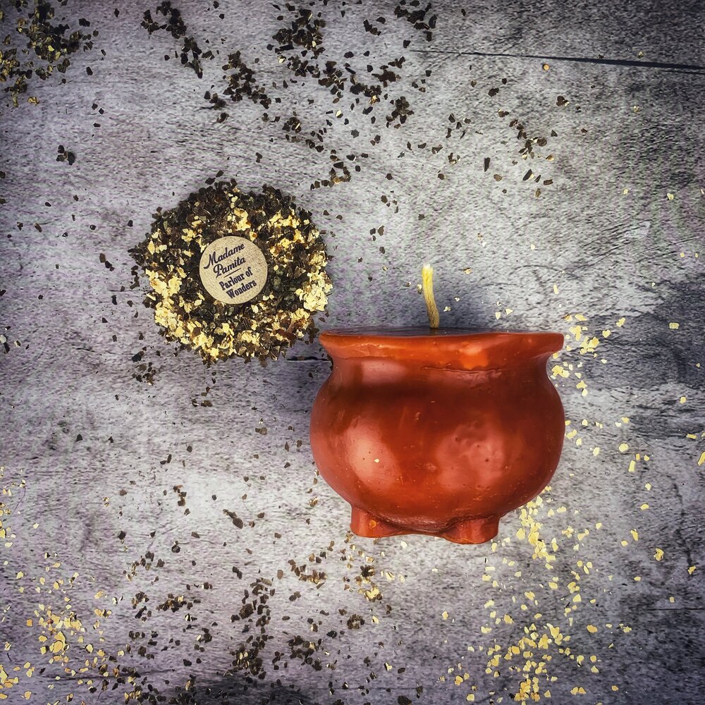 Beeswax Cauldron of Magick Spell Candle - Transformation & Positive Change Magic | Beeswax Candle | Wiccan Center