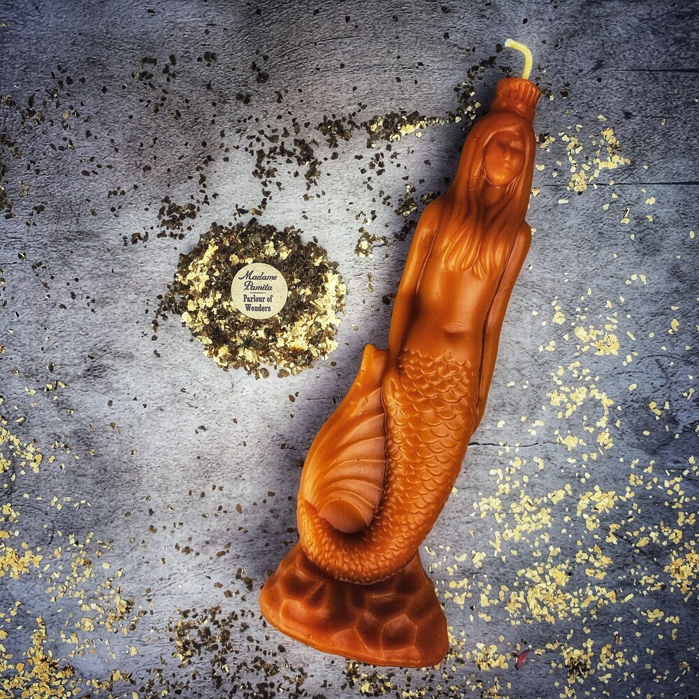 Beeswax Mermaid Magic Spell Candle - Love, Beauty & Water Goddess Magic | Beeswax Candle | Wiccan Center