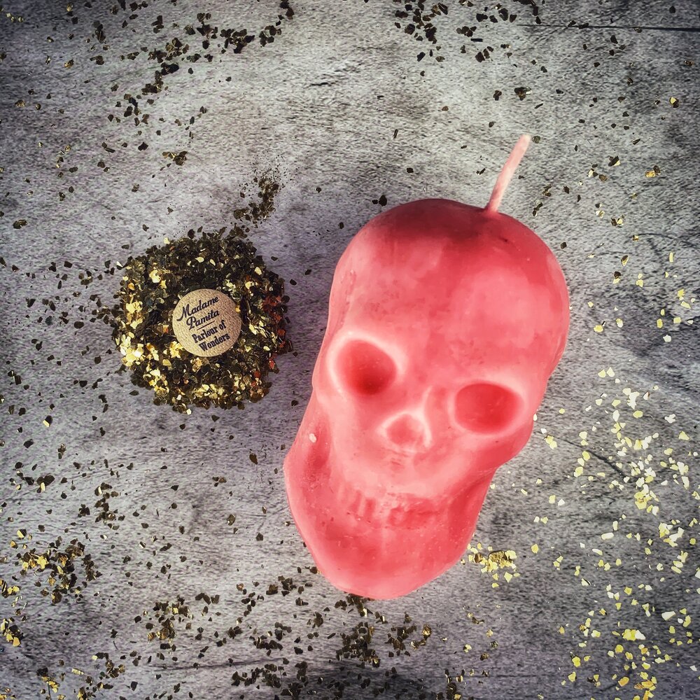 Beeswax Large Skull Spell Candle - Mind Influence & Ancestral Wisdom Magic | Beeswax Candle | Wiccan Center