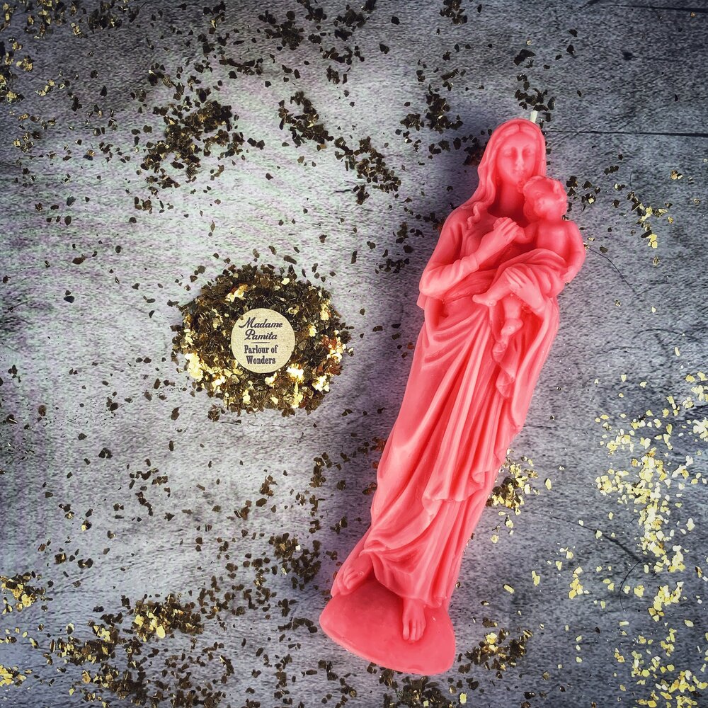 Beeswax Mother Mary Spell Candle - Divine Protection & Unconditional Love Magic | Beeswax Candle | Wiccan Center