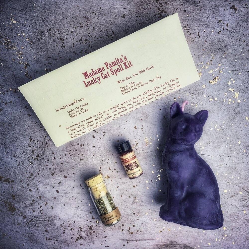 Lucky Cat Candle Spell Kit - Fast Action & Manifestation Magic | Candle Spell Kit | Wiccan Center