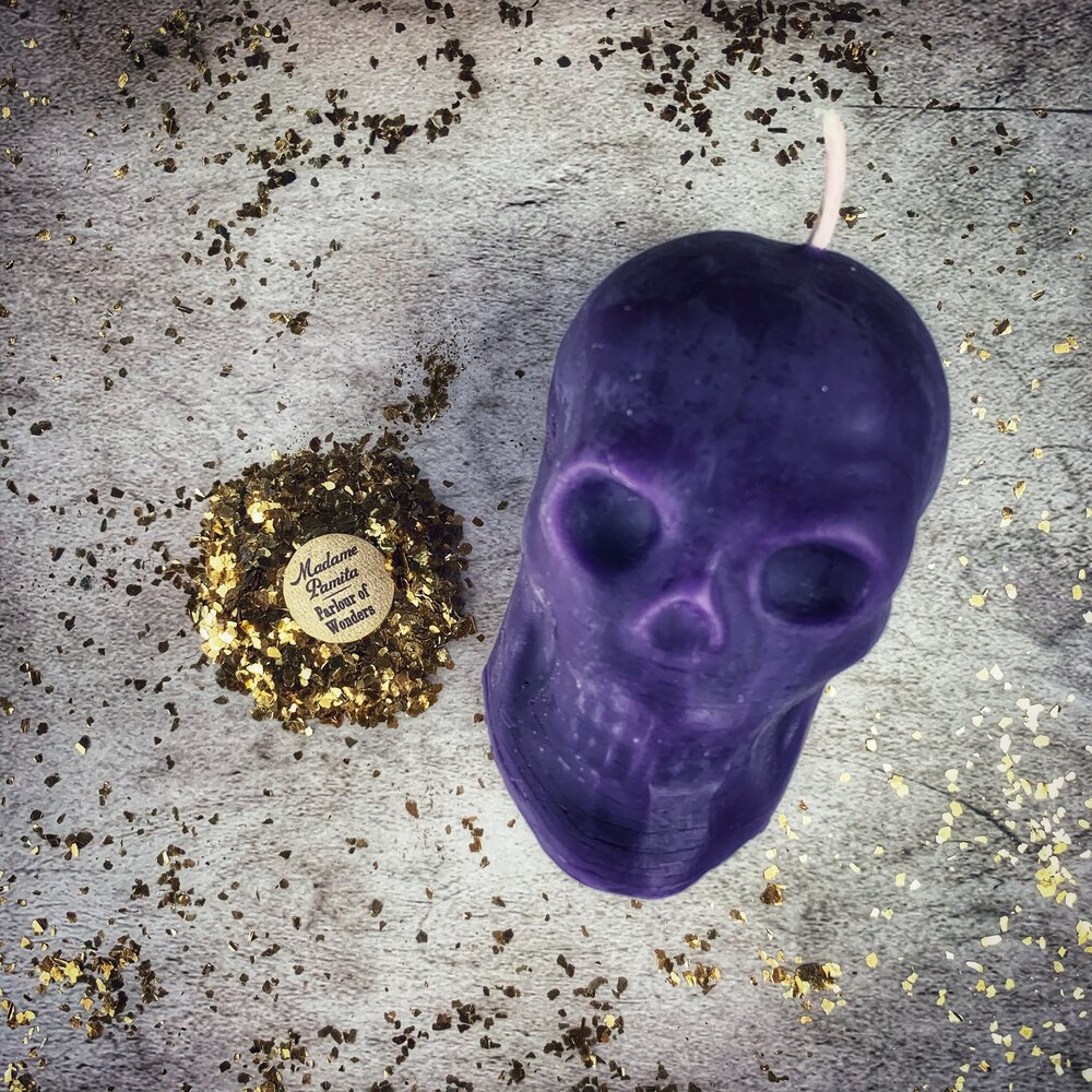 Beeswax Large Skull Spell Candle - Mind Influence & Ancestral Wisdom Magic | Beeswax Candle | Wiccan Center
