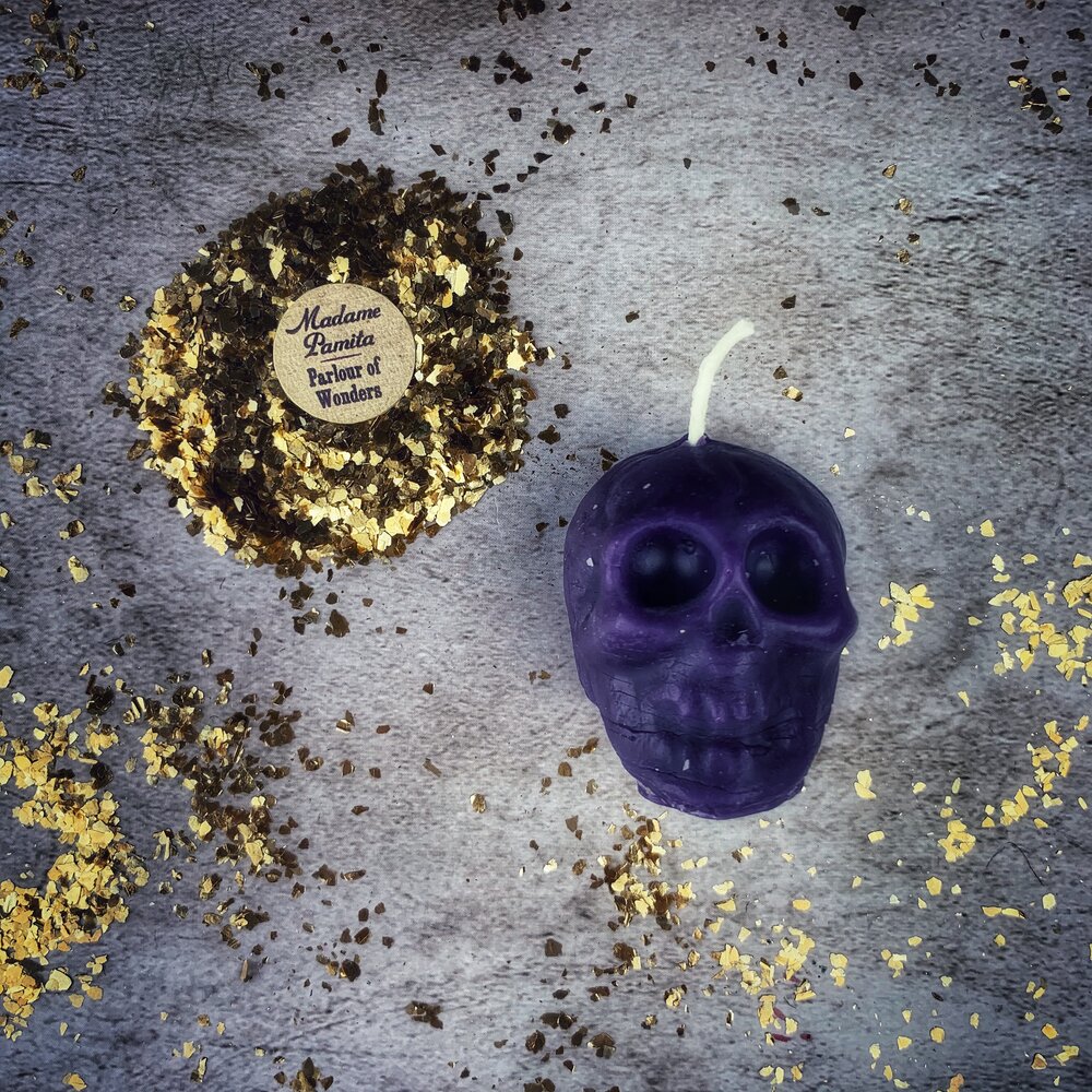 Beeswax Small Skull Spell Candle - Mind Influence & Ancestral Wisdom Magic | Beeswax Candle | Wiccan Center