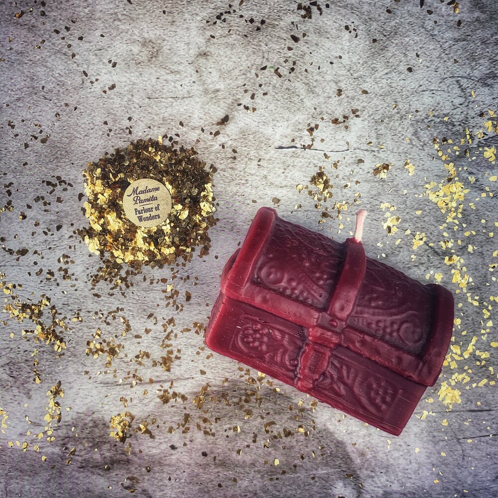 Beeswax Treasure Chest Spell Candle - Unlock Blessings & Abundance Magic | Beeswax Candle | Wiccan Center