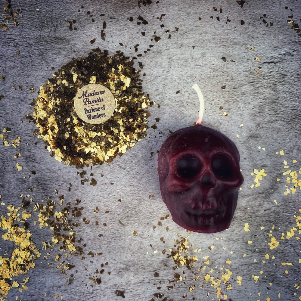 Beeswax Small Skull Spell Candle - Mind Influence & Ancestral Wisdom Magic | Beeswax Candle | Wiccan Center
