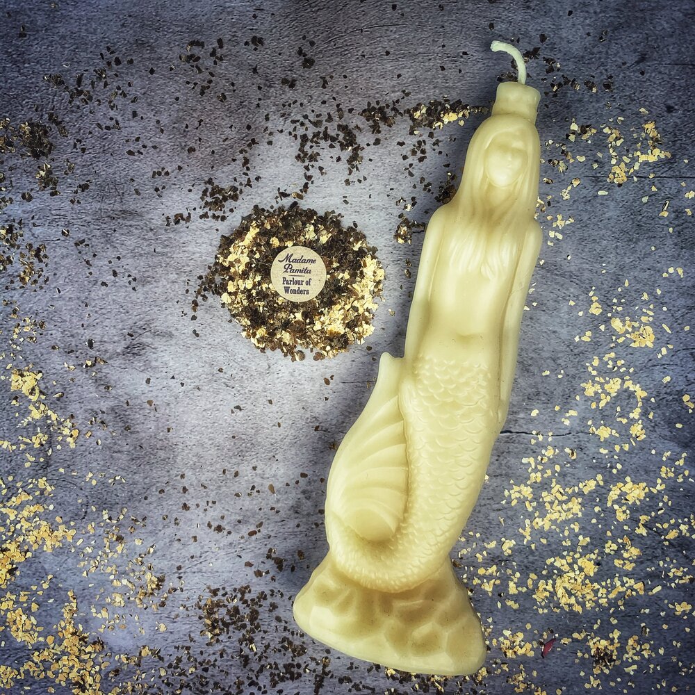 Beeswax Mermaid Magic Spell Candle - Love, Beauty & Water Goddess Magic | Beeswax Candle | Wiccan Center