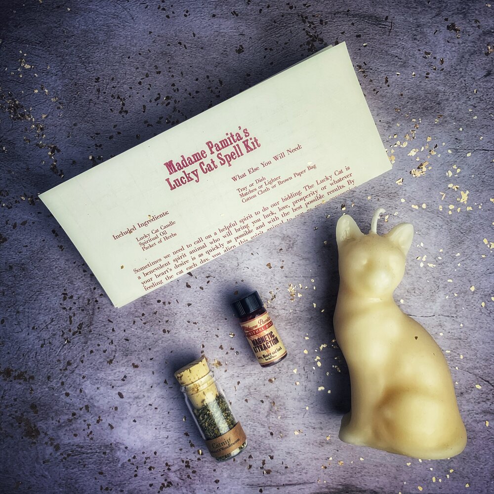 Lucky Cat Candle Spell Kit - Fast Action & Manifestation Magic | Candle Spell Kit | Wiccan Center