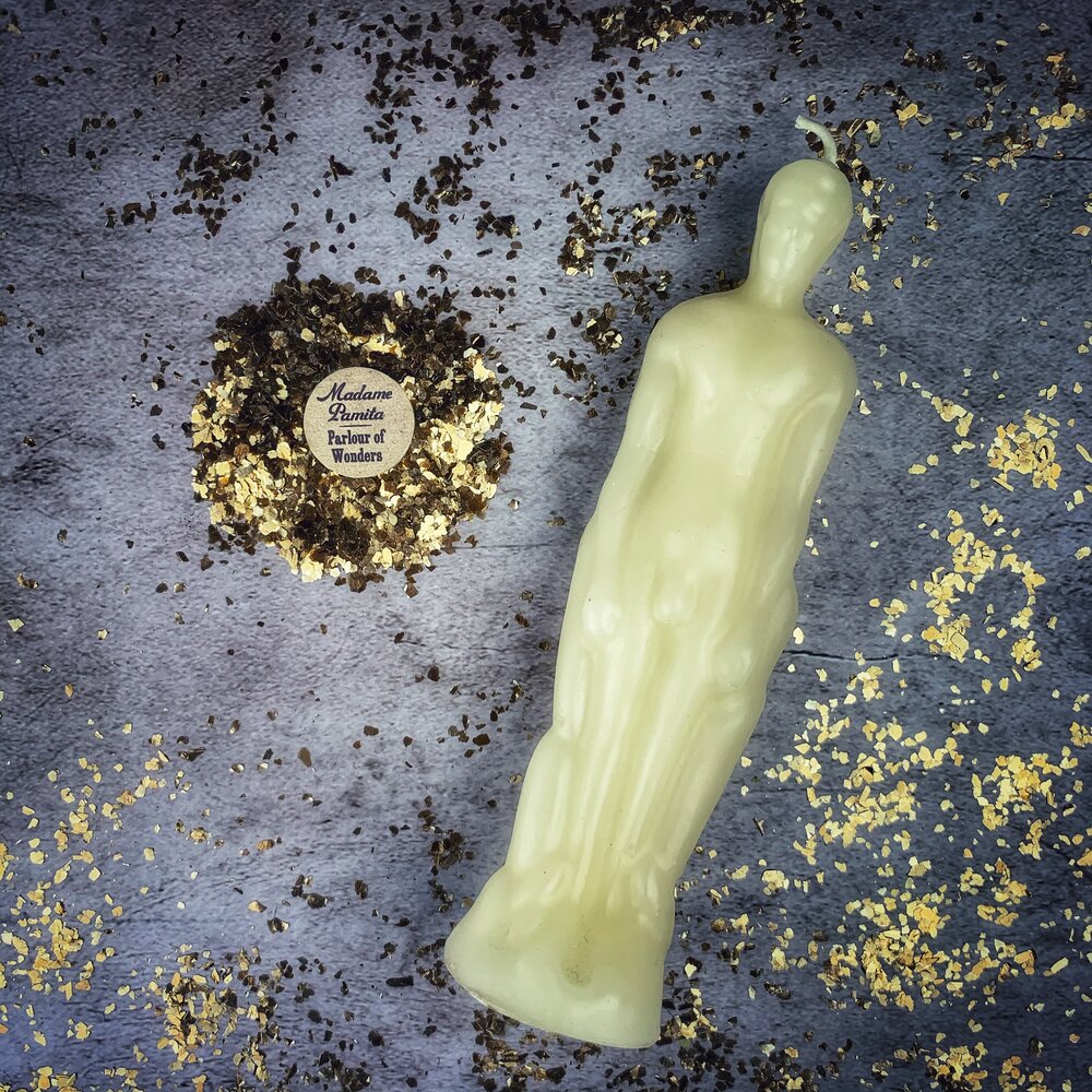 Beeswax Male Figural Spell Candle - Sympathetic Magic & Personal Power | Beeswax Candle | Wiccan Center