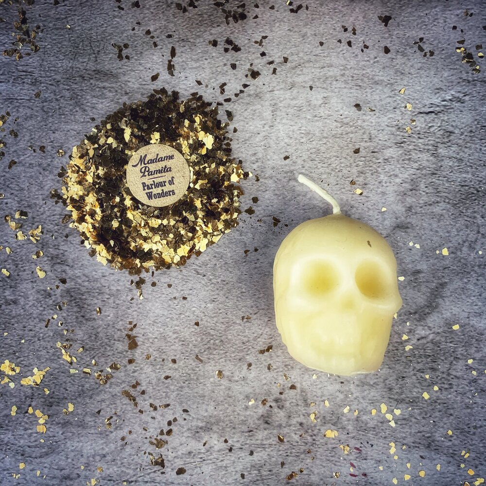 Beeswax Small Skull Spell Candle - Mind Influence & Ancestral Wisdom Magic | Beeswax Candle | Wiccan Center