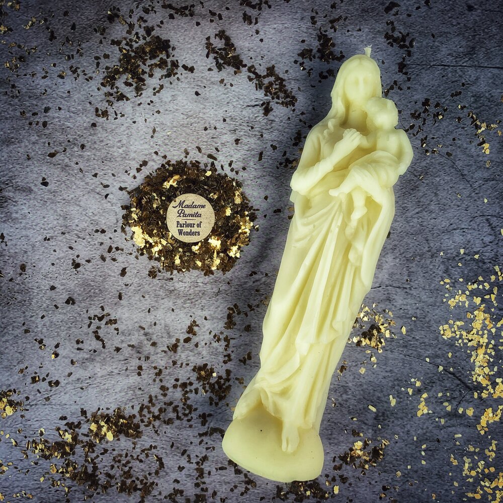 Beeswax Mother Mary Spell Candle - Divine Protection & Unconditional Love Magic | Beeswax Candle | Wiccan Center