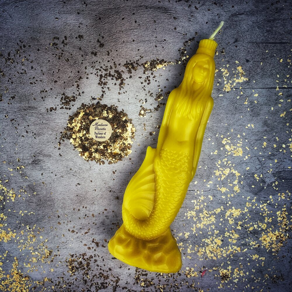 Beeswax Mermaid Magic Spell Candle - Love, Beauty & Water Goddess Magic | Beeswax Candle | Wiccan Center