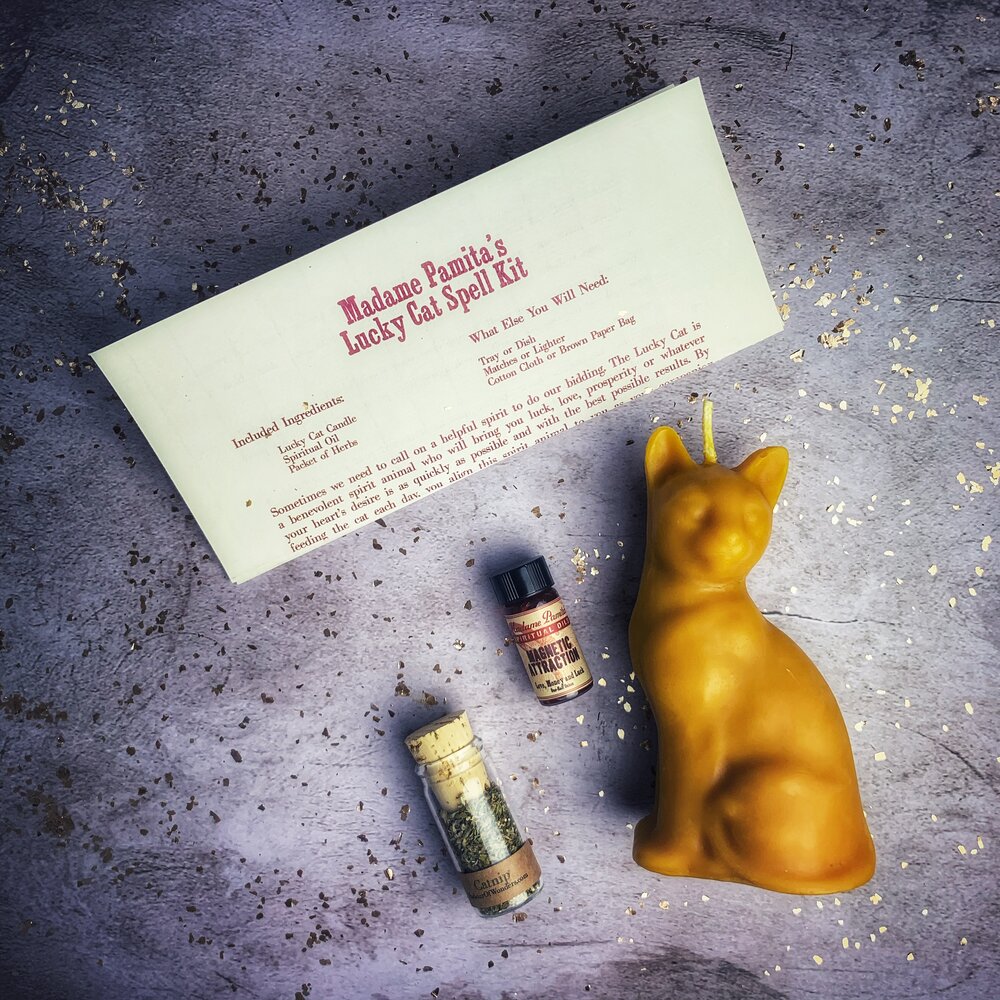 Lucky Cat Candle Spell Kit - Fast Action & Manifestation Magic | Candle Spell Kit | Wiccan Center