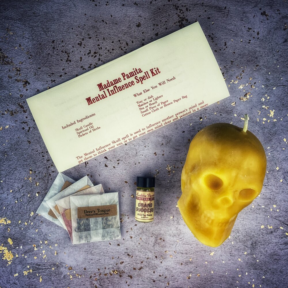 Mental Influence Skull Candle Spell Kit - Mind Control & Mental Clarity | Candle Spell Kit | Wiccan Center