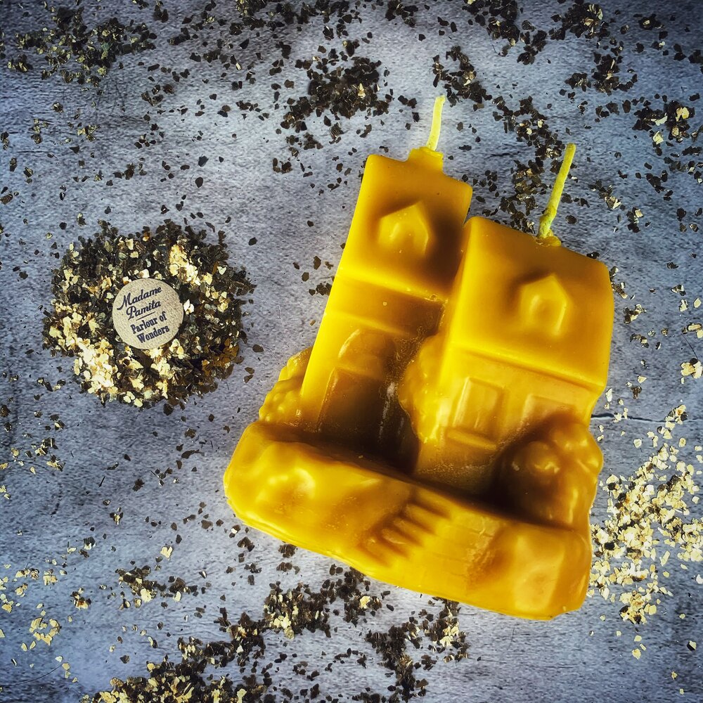 Beeswax Happy House Spell Candle - Home Protection, Harmony & Blessings Magic | Beeswax Candle | Wiccan Center