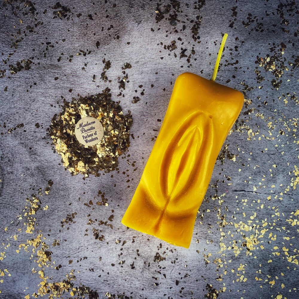 Beeswax Yoni Vulva Spell Candle - Passionate Love & Sex Magic | Beeswax Candle | Wiccan Center