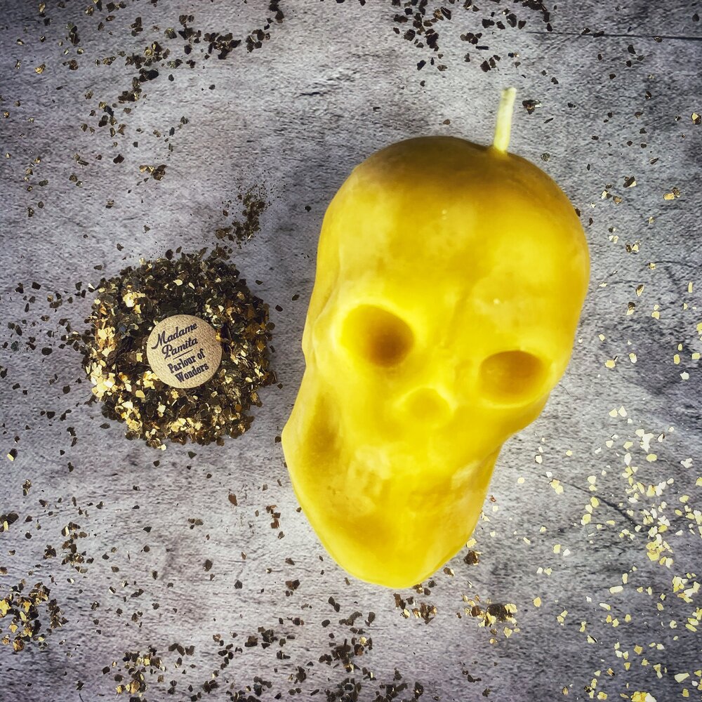 Beeswax Large Skull Spell Candle - Mind Influence & Ancestral Wisdom Magic | Beeswax Candle | Wiccan Center