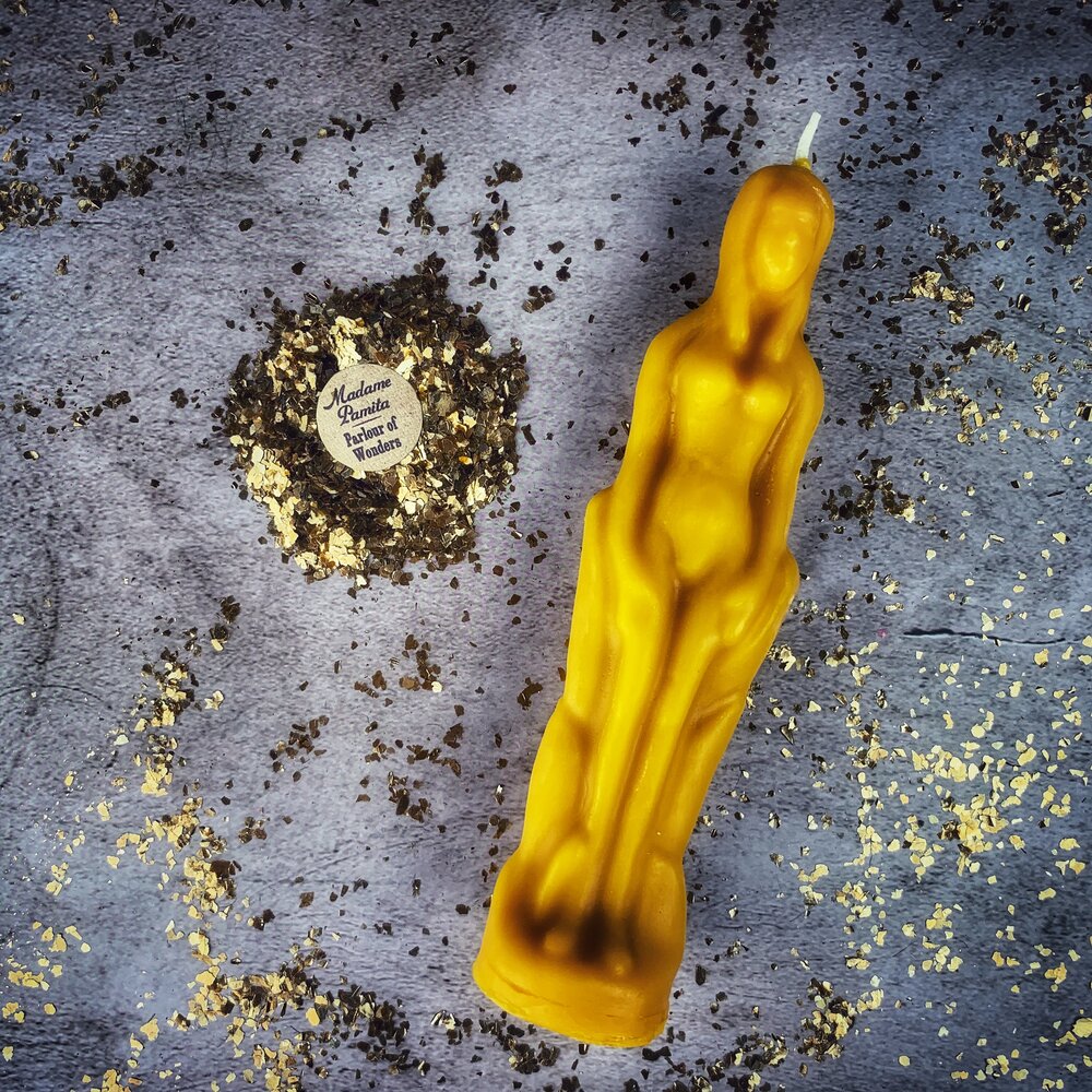 Beeswax Female Figural Spell Candle - Sympathetic Magic & Personal Power | Beeswax Candle | Wiccan Center