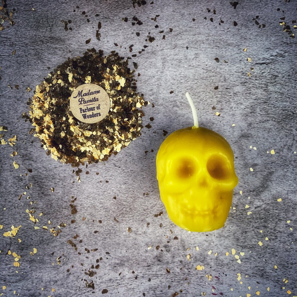 Beeswax Small Skull Spell Candle - Mind Influence & Ancestral Wisdom Magic | Beeswax Candle | Wiccan Center
