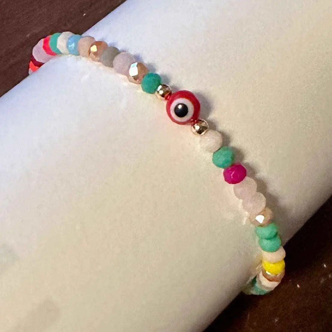 Protection Bracelet - Red String Evil Eye w/ Faceted Beads | Bracelets | Wiccan Center