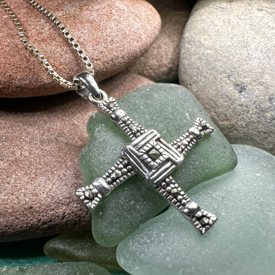 Marcasite Irish Saint Brigid's Cross Necklace | Pendant | Wiccan Center