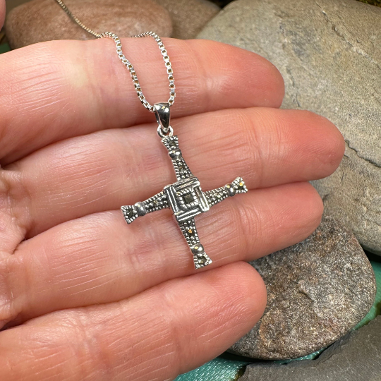 Marcasite Irish Saint Brigid's Cross Necklace | Pendant | Wiccan Center