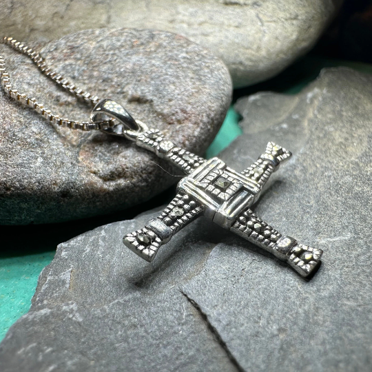 Marcasite Irish Saint Brigid's Cross Necklace | Pendant | Wiccan Center