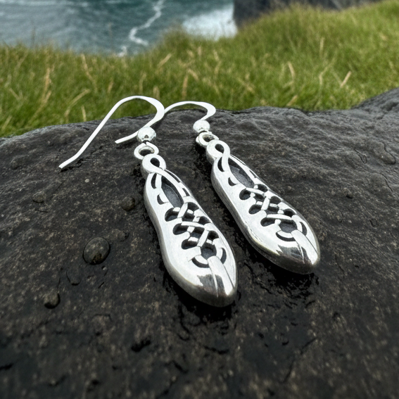 Irish Dance Shoe Earrings in Sterling Silver | Dangle Earrings | Wiccan Center