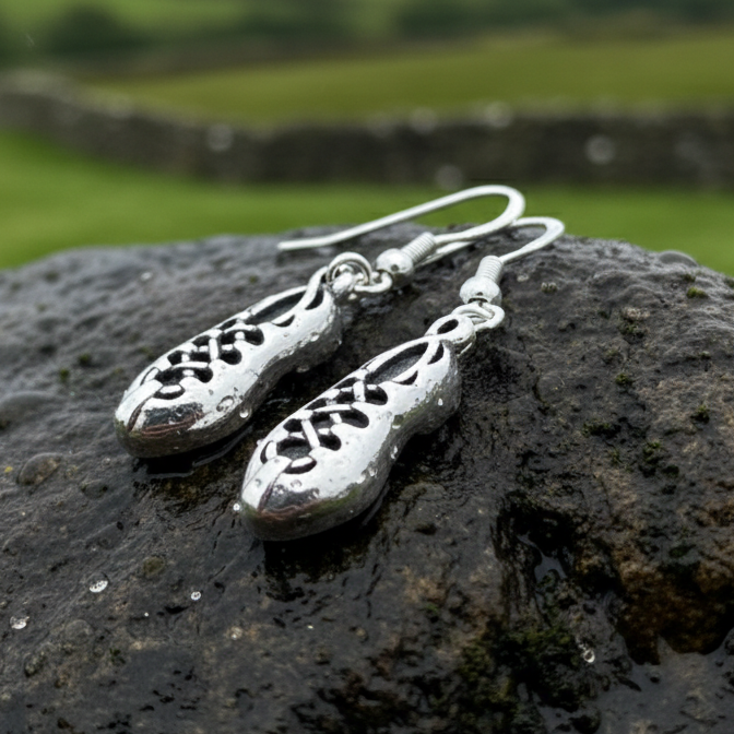 Irish Dance Shoe Earrings in Sterling Silver | Dangle Earrings | Wiccan Center