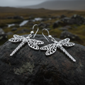 Triple Spiral Dragonfly Earrings | Dangle Earrings | Wiccan Center