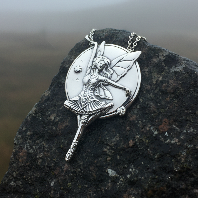 Dancing Butterfly Fairy Necklace in Sterling Silver | Pendant | Wiccan Center