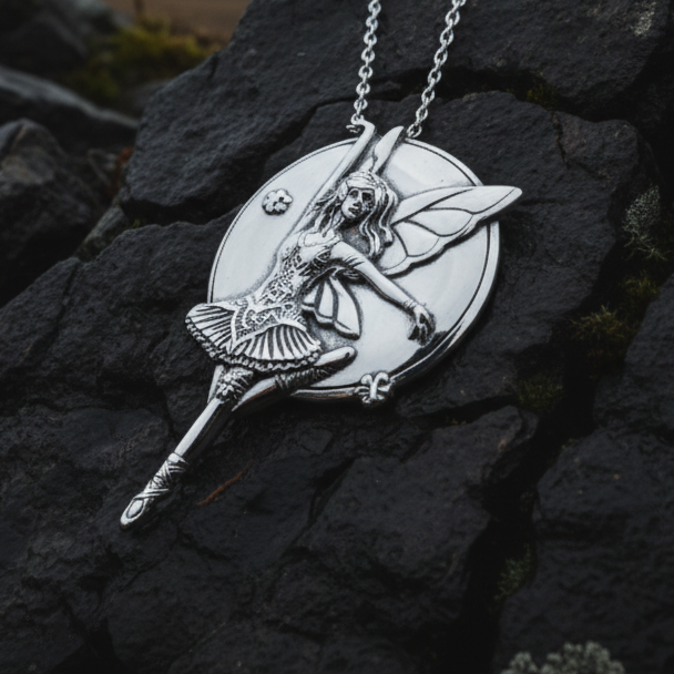 Dancing Butterfly Fairy Necklace in Sterling Silver | Pendant | Wiccan Center