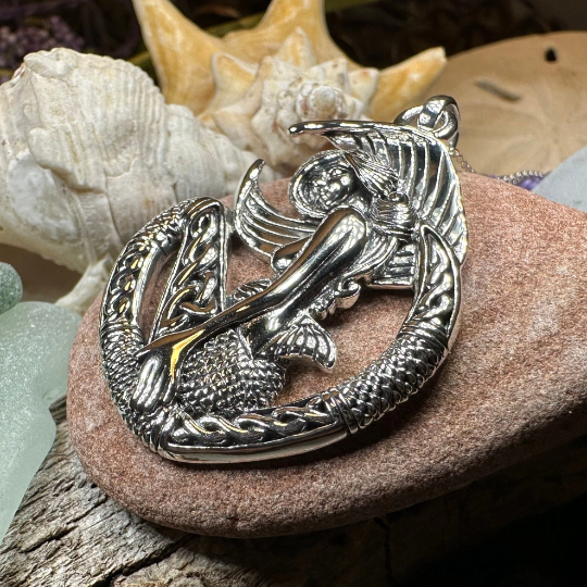Ireland Celtic Mermaid Necklace in Sterling Silver | Pendant | Wiccan Center