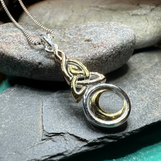 Trinity Crescent Moon Necklace | Pendant | Wiccan Center