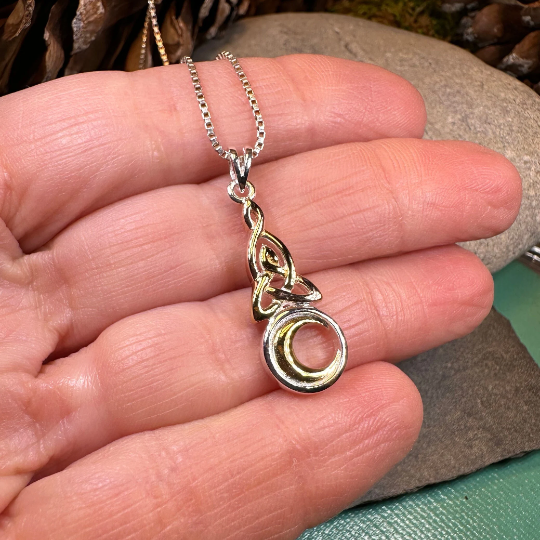 Trinity Crescent Moon Necklace | Pendant | Wiccan Center