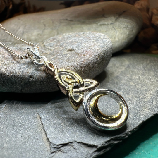 Trinity Crescent Moon Necklace | Pendant | Wiccan Center