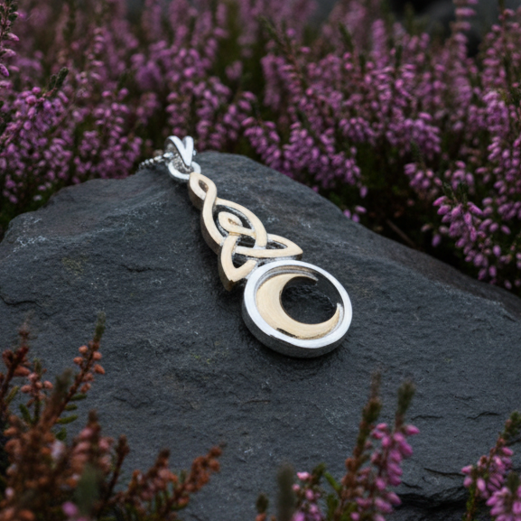 Trinity Crescent Moon Necklace | Pendant | Wiccan Center
