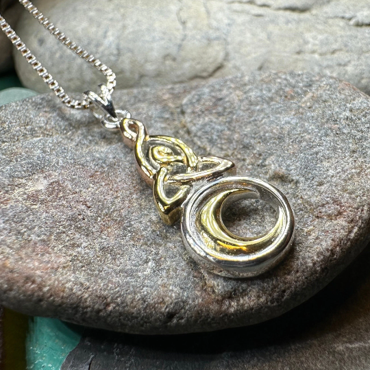 Trinity Crescent Moon Necklace | Pendant | Wiccan Center