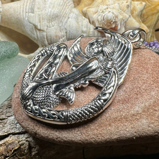 Ireland Celtic Mermaid Necklace in Sterling Silver | Pendant | Wiccan Center