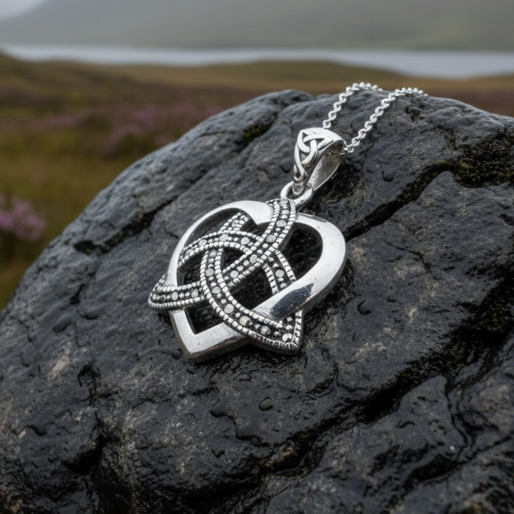 Marcasite Celtic Love Knot Necklace in Sterling Silver | Pendant | Wiccan Center