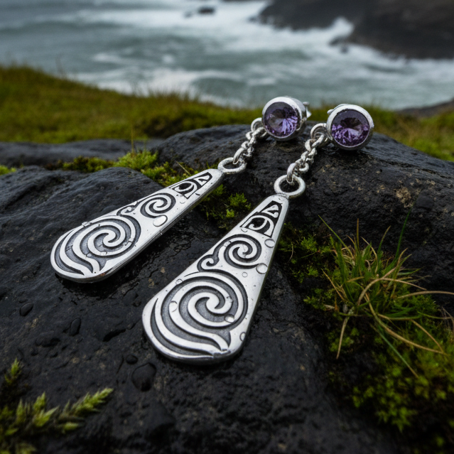 Cablaith Triple Spiral Earrings | Post Earrings | Wiccan Center