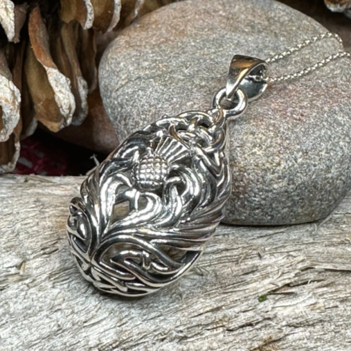 Tobermory Scottish Thistle Necklace in Sterling Silver | Pendant | Wiccan Center
