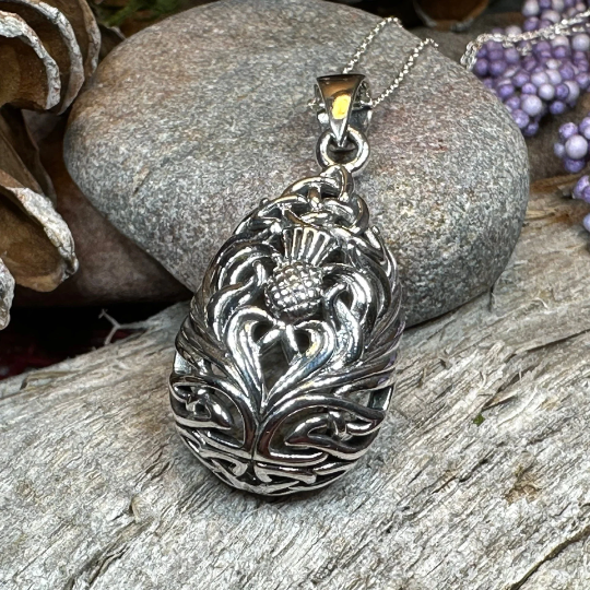 Tobermory Scottish Thistle Necklace in Sterling Silver | Pendant | Wiccan Center