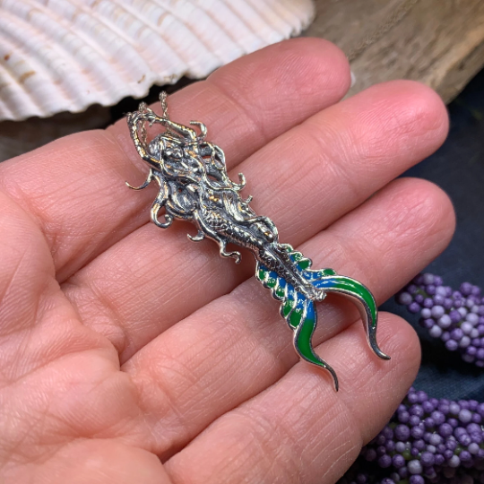 Diver Mermaid Necklace in Sterling Silver | Pendant | Wiccan Center