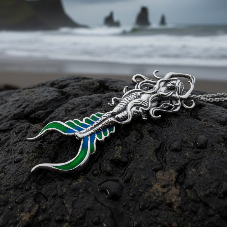 Diver Mermaid Necklace in Sterling Silver | Pendant | Wiccan Center