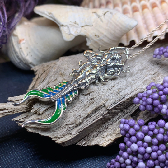Diver Mermaid Necklace in Sterling Silver | Pendant | Wiccan Center