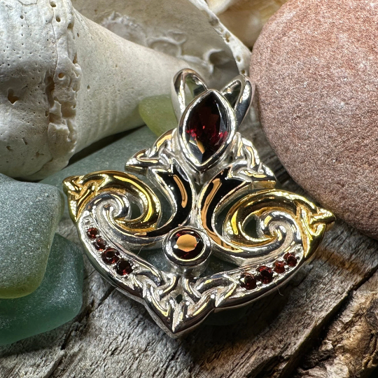 Celtic Triquetra Gemstone Necklace in Sterling Silver | Pendant | Wiccan Center