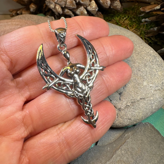 Celtic Moon Goddess Necklace in Sterling Silver | Pendant | Wiccan Center